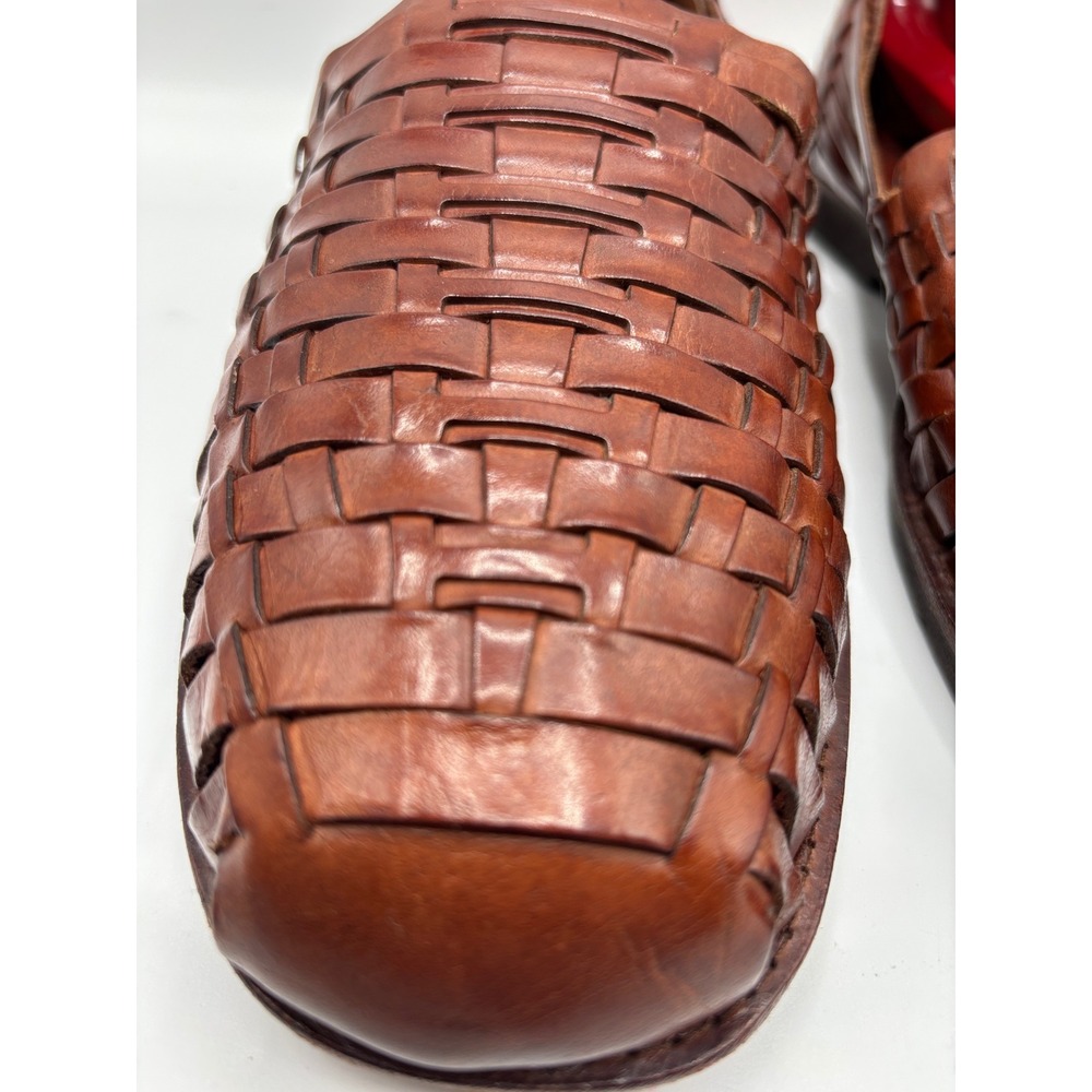 Nordstrom Handwoven Men's Brown Leather Huarache Woven Sandals Shoes Size 13 - Picture 7 of 16